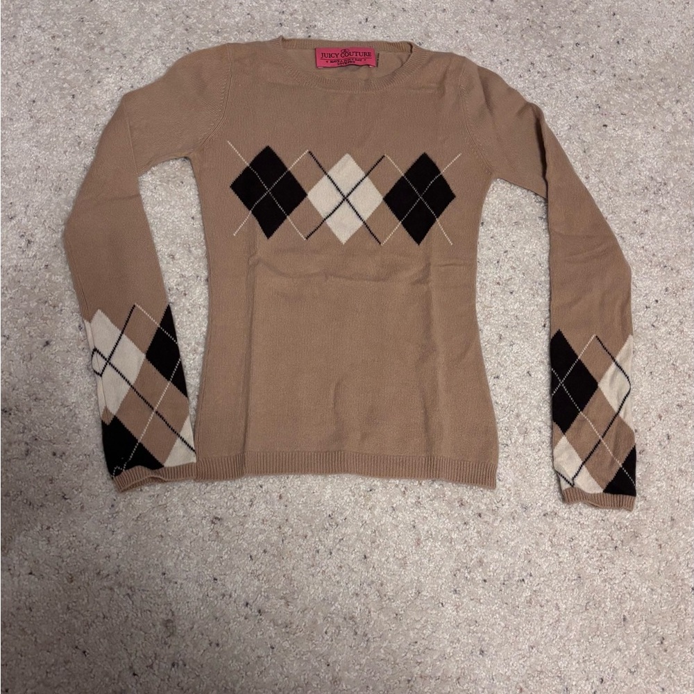 Juicy Couture Cozy Argyle Cashmere Sweater xs - as seen on OC and friends